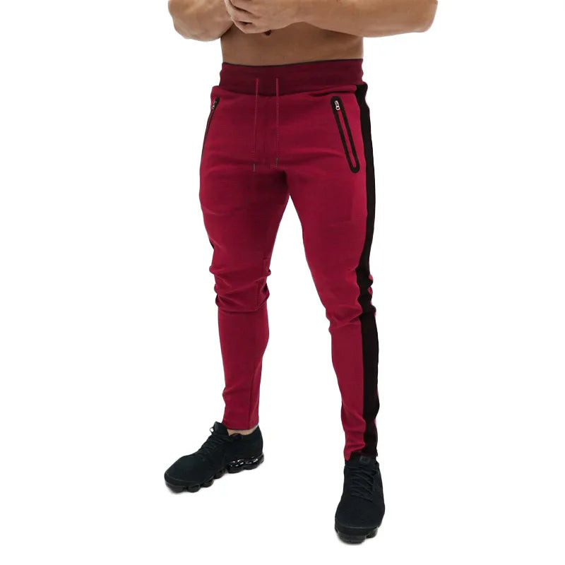 Men's Casual Knitted Jogger Pants with Optional Zip Pockets – Solid Color Sweatpants